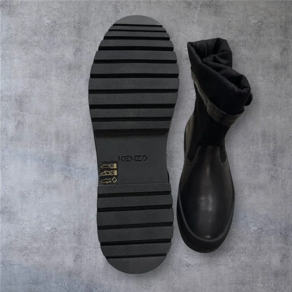 NEW $590 - KENZO Boots/booties Woman's EU SIZE 38 Black LEATHER/CANVAS